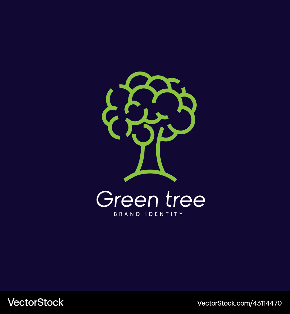 Tree emblem linear style Tree emblem linear style vector image