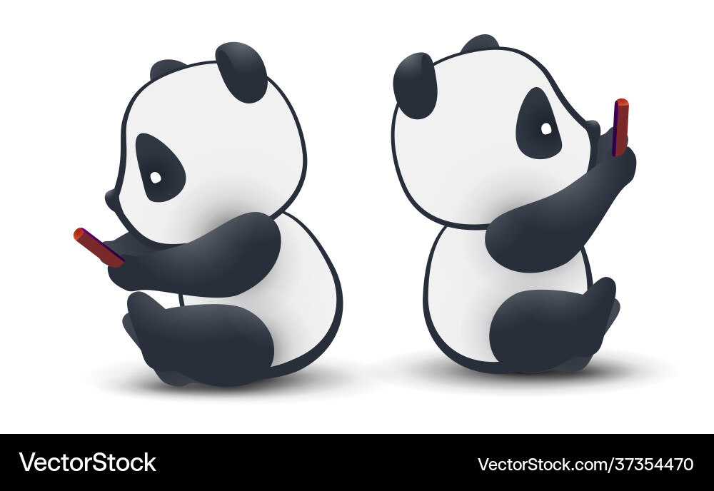 Two pandas isolated on white background vector image