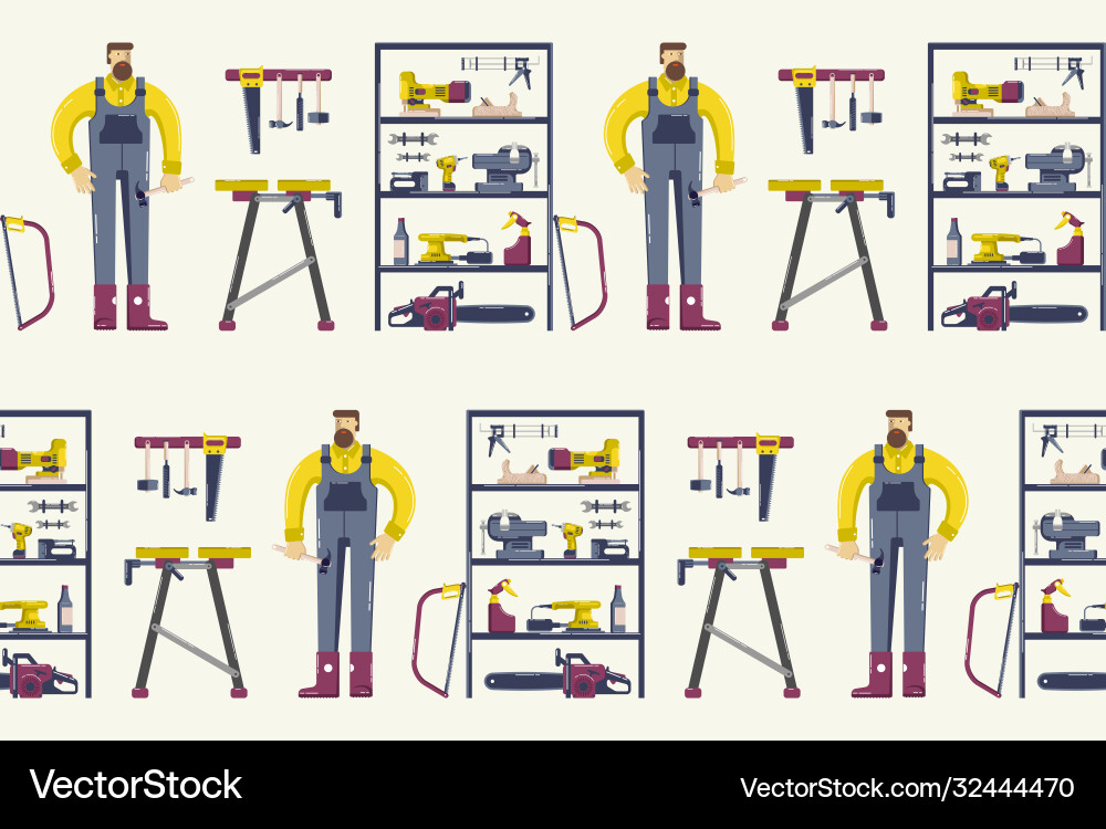 Workshop worker seamless pattern Workshop worker seamless pattern vector image