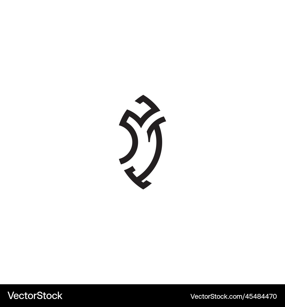 Zi leaf shape line initial concept with high vector image