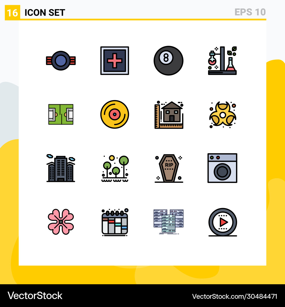 16 user interface flat color filled line pack Vector Image