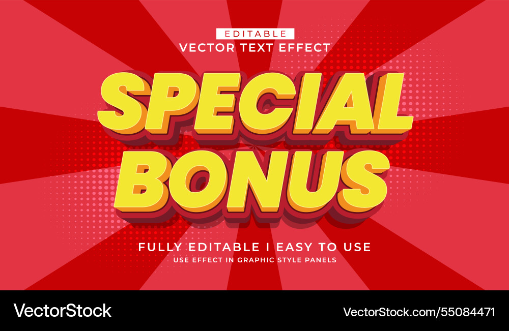 3d editable text effect typography style template vector image