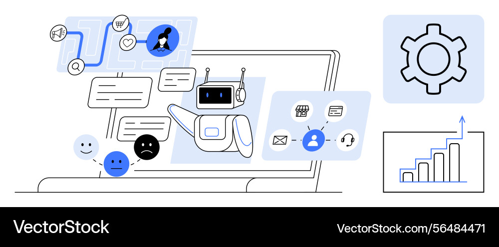 Ai Chatbot Analyse von Daten und Automatisierung des Kunden Ai Chatbot Analyse von Daten und Automatisierung des Kunden vektorbild