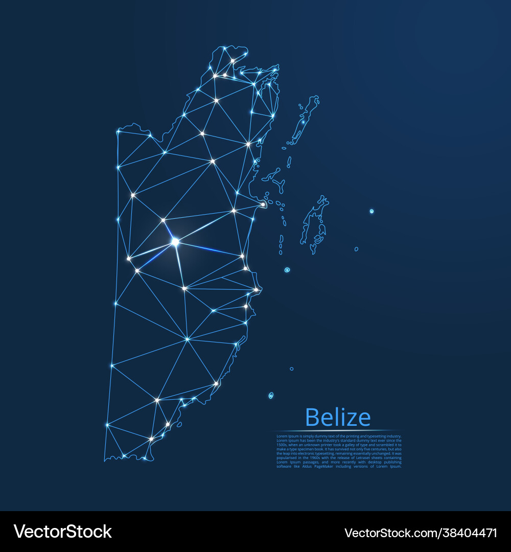 Belize communication network map low poly image Belize communication network map low poly image Vector Image