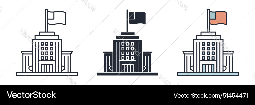 Building with a flag icon theme symbol isolated Vector Image