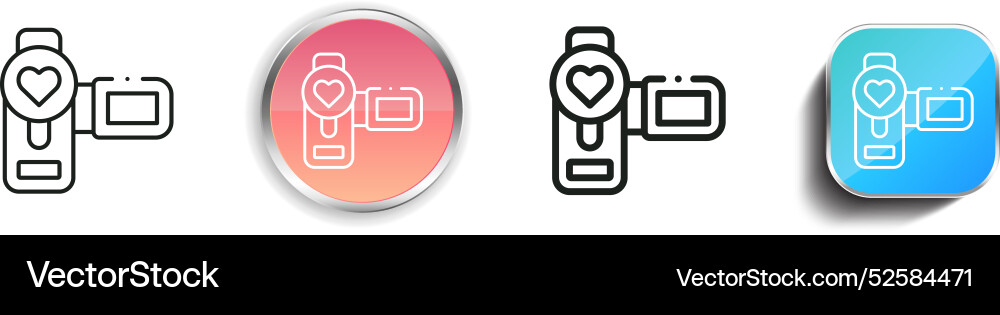 Camcorder icon thin linear regular and button vector image