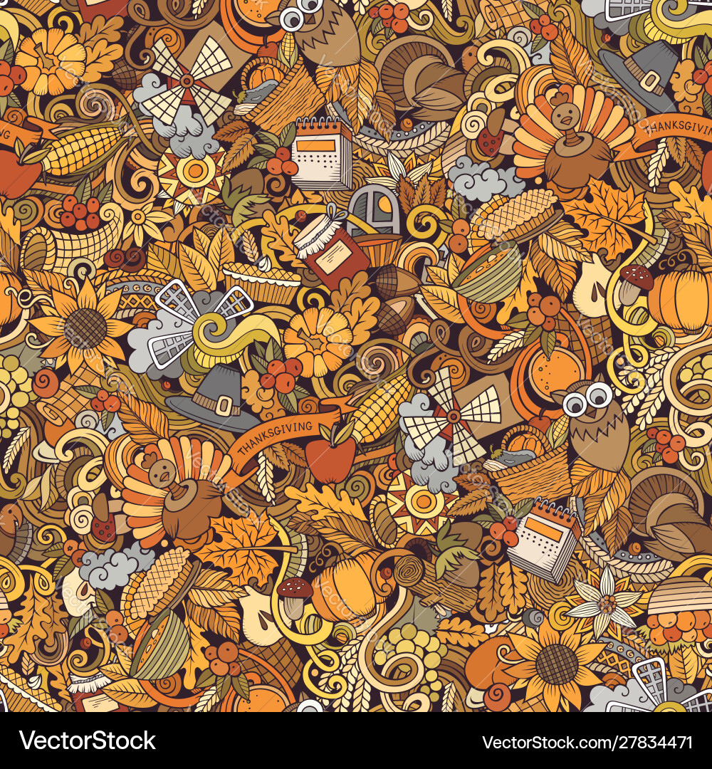 Cartoon niedliche Doodles Hand gezogen glücklich Thanksgiving Cartoon niedliche Doodles Hand gezogen glücklich Thanksgiving vektorbild