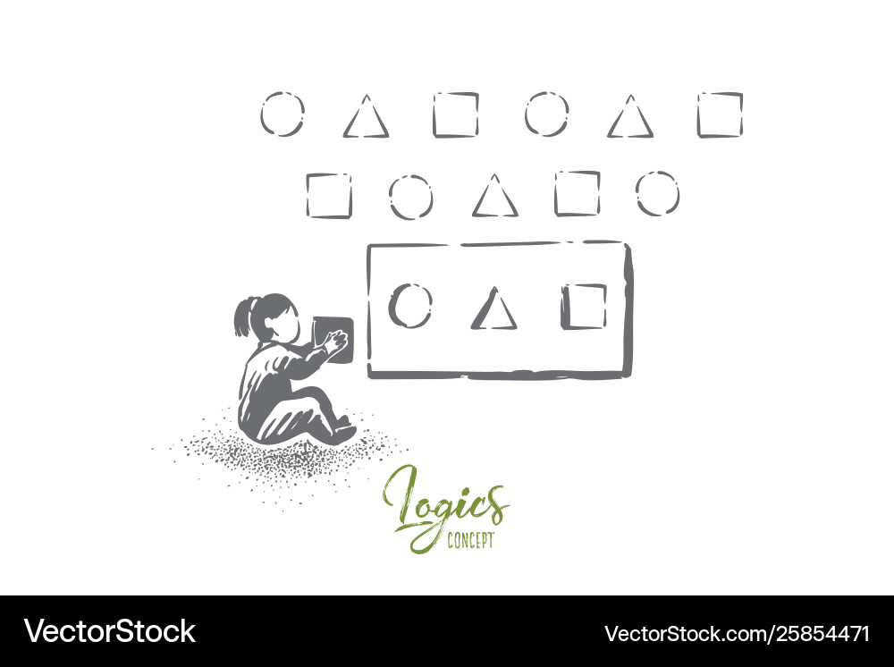 Child Solving Puzzle Blocks vector image