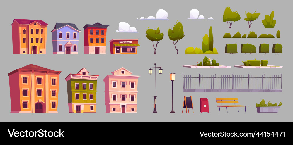 City elements street constructor isolated set Vector Image