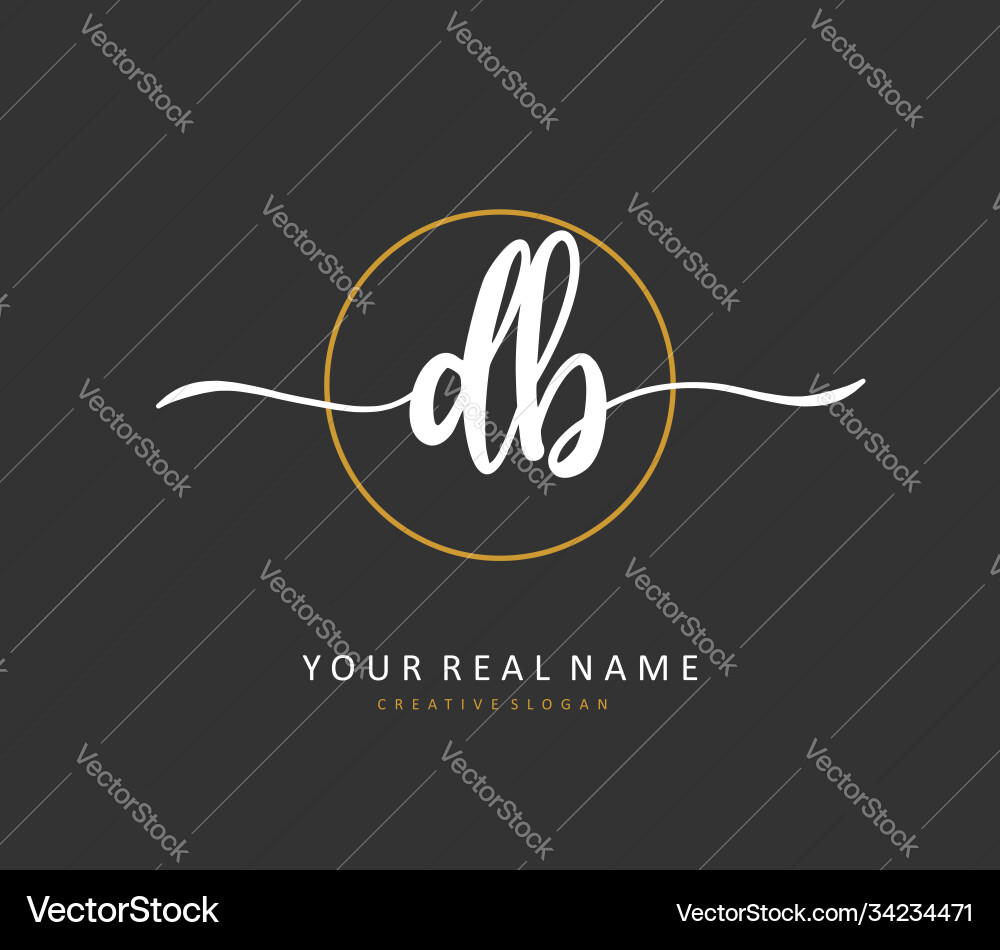 D b db initial letter handwriting and signature D b db initial letter handwriting and signature Vector Image
