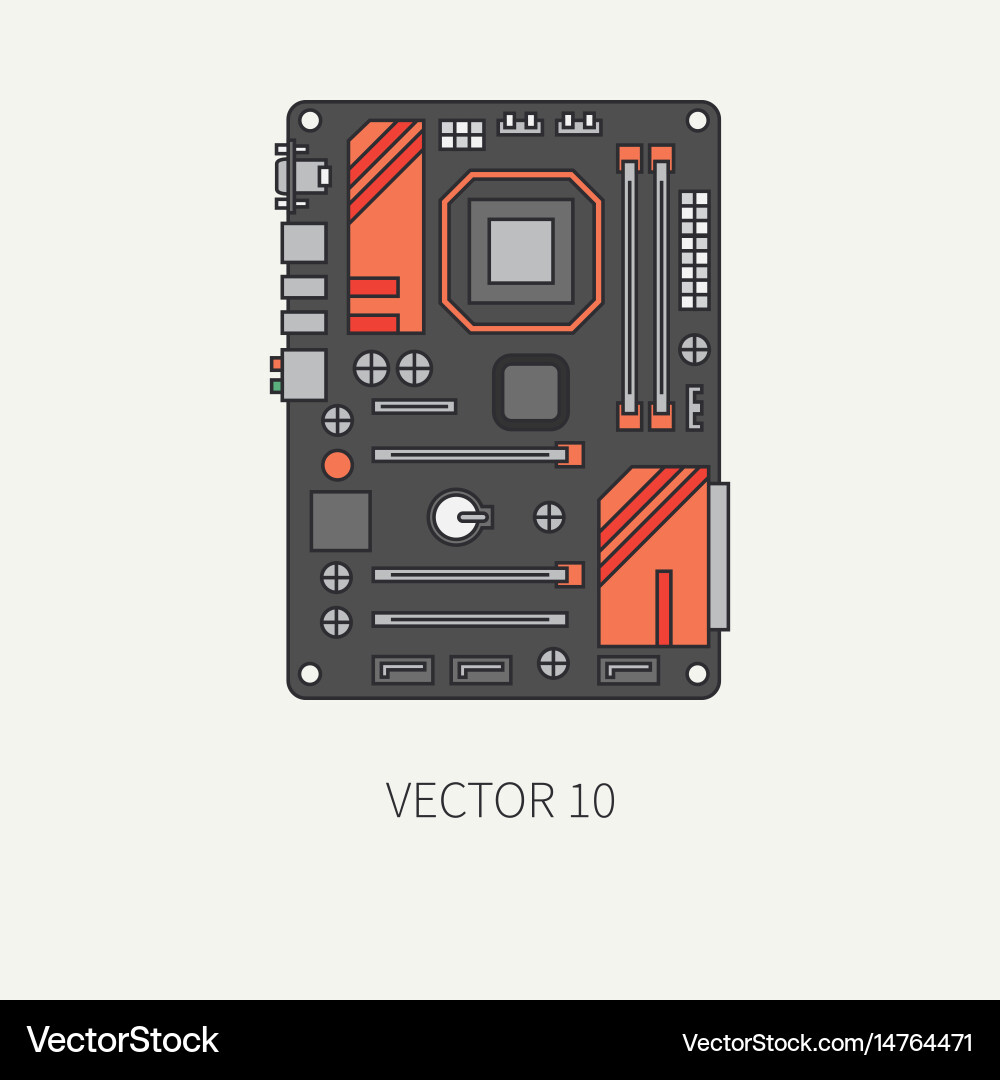 Line flat color computer part icon Vector Image