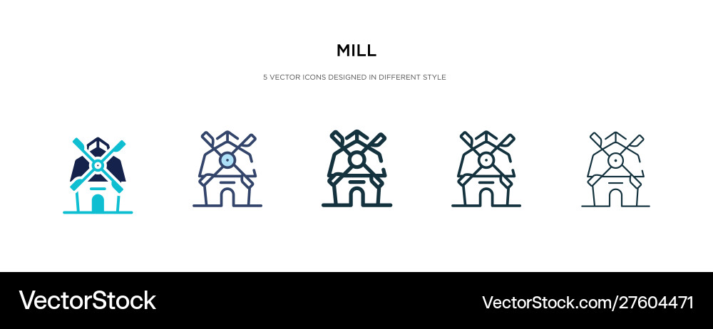 Mill icon in different style two colored Mill icon in different style two colored vector image