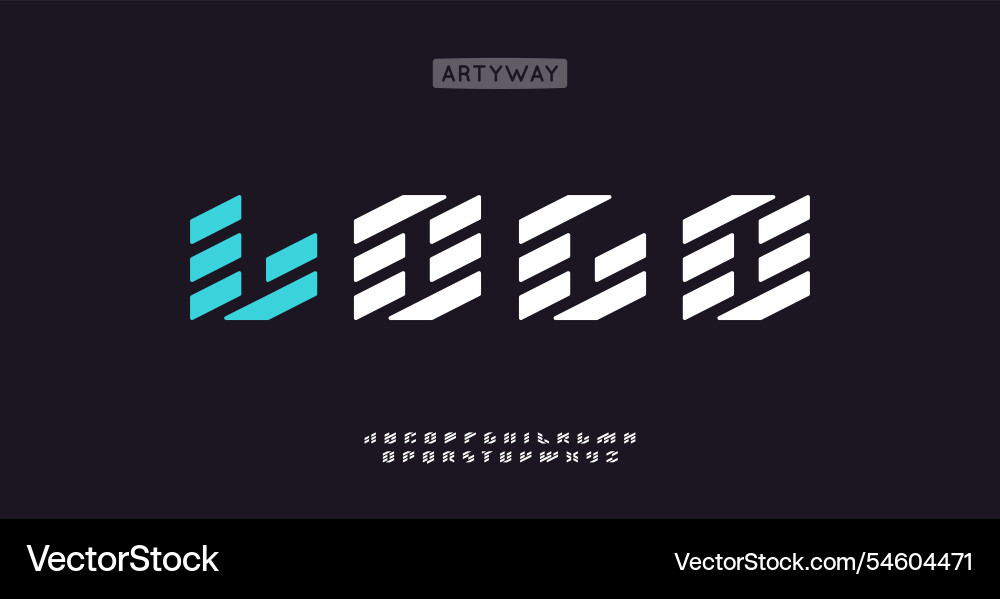 Modular stencil font sliced geometric letters vector image