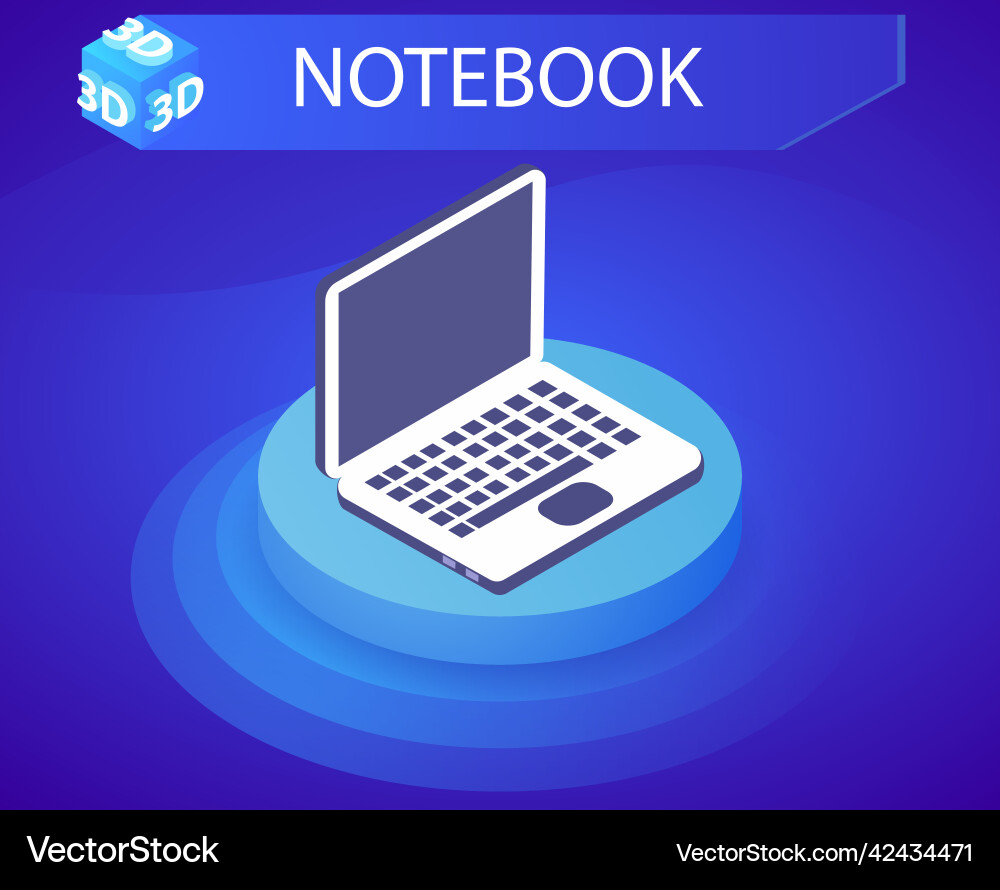 Notebook isometric design icon web 3d colorful Notebook isometric design icon web 3d colorful vector image