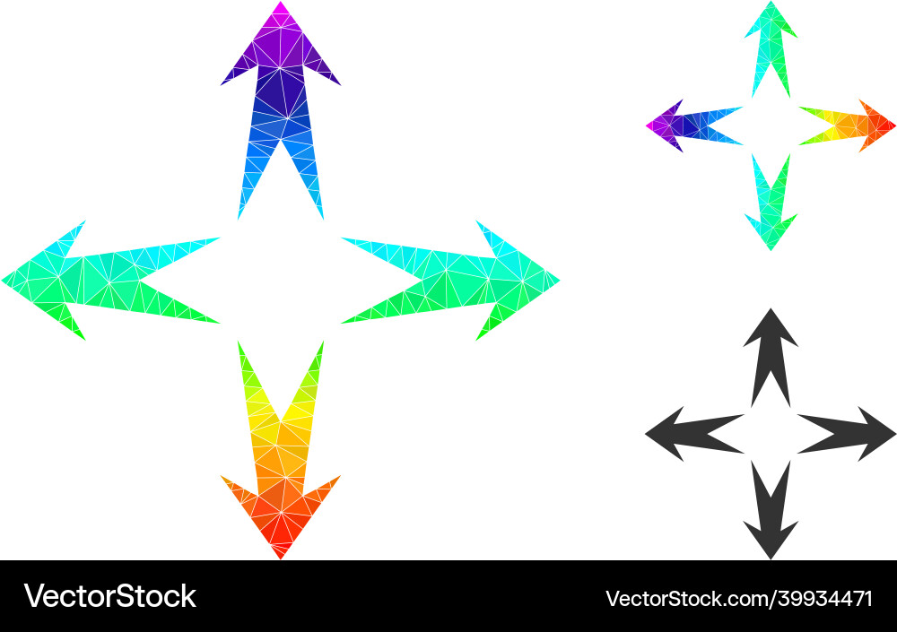 Polygonal expand arrows icon with spectrum Polygonal expand arrows icon with spectrum vector image