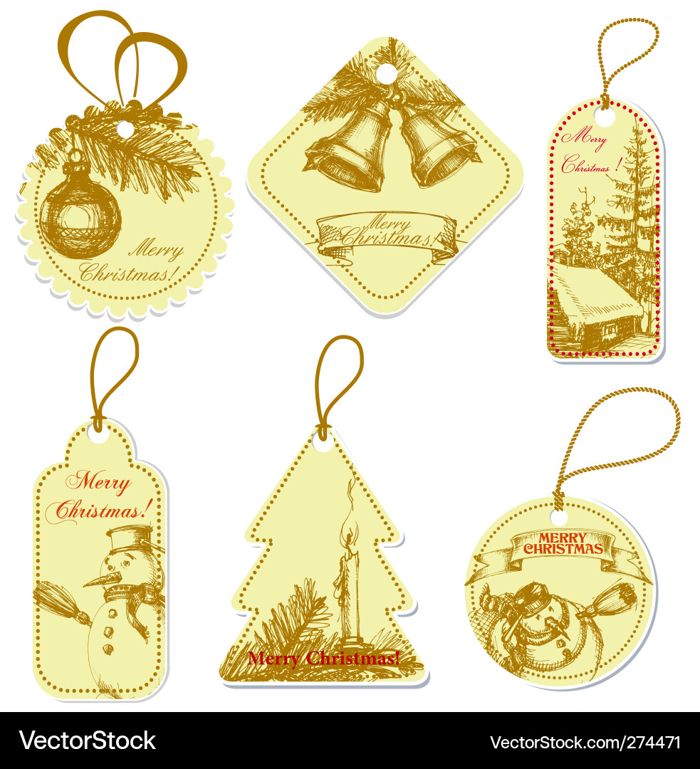 Retro Weihnachten Tags Kollektion Vektorbild