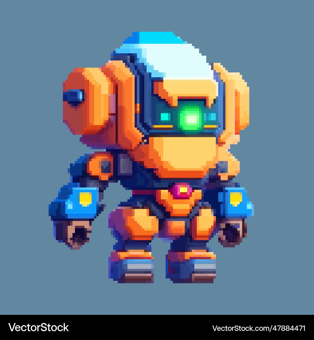 Robot monster pixel art character for 8 bit game Robot monster pixel art character for 8 bit game vector image