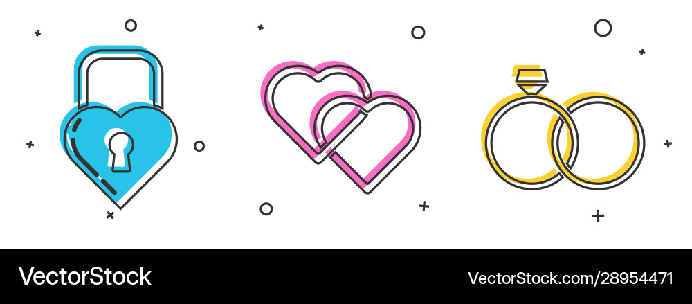 Set castle in shape a heart two linked Vector Image