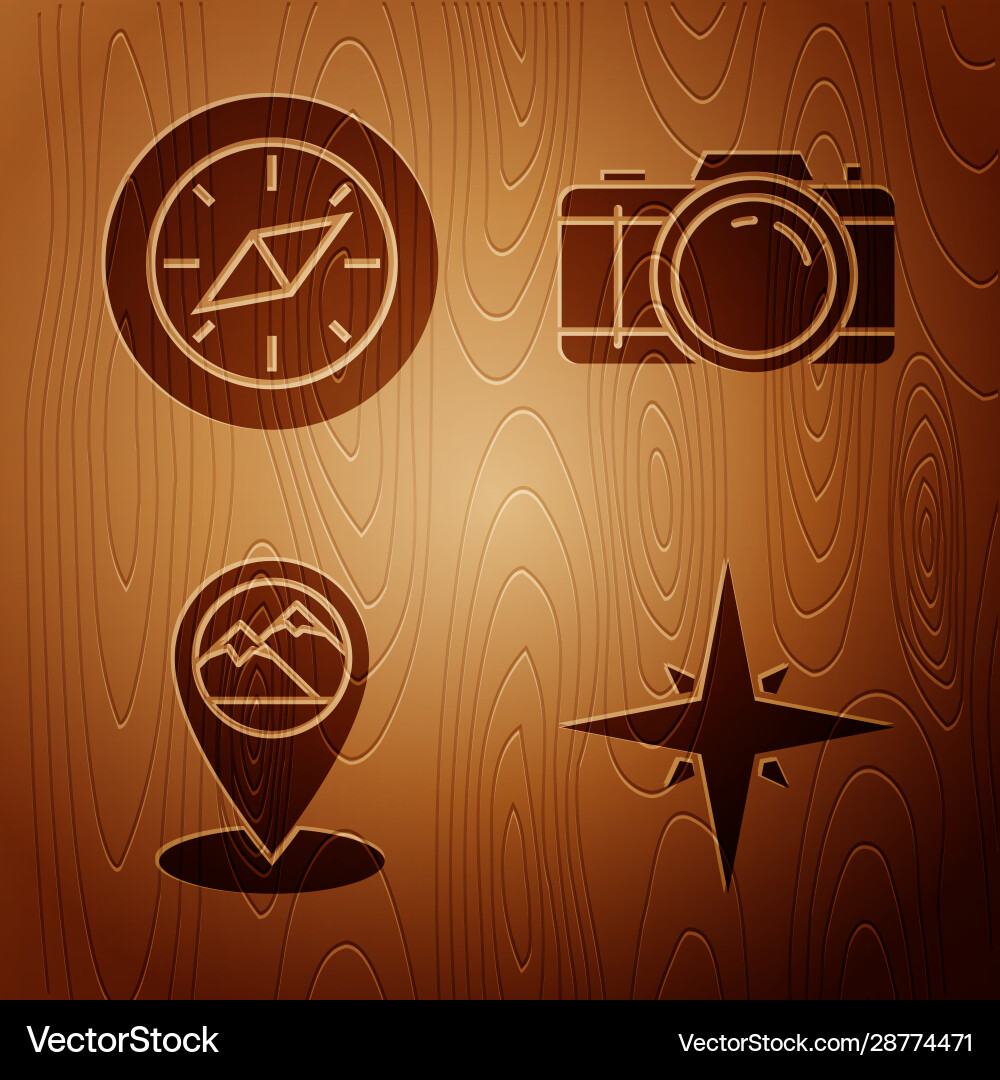 Set wind rose compass map pointer with mountain Set wind rose compass map pointer with mountain vector image