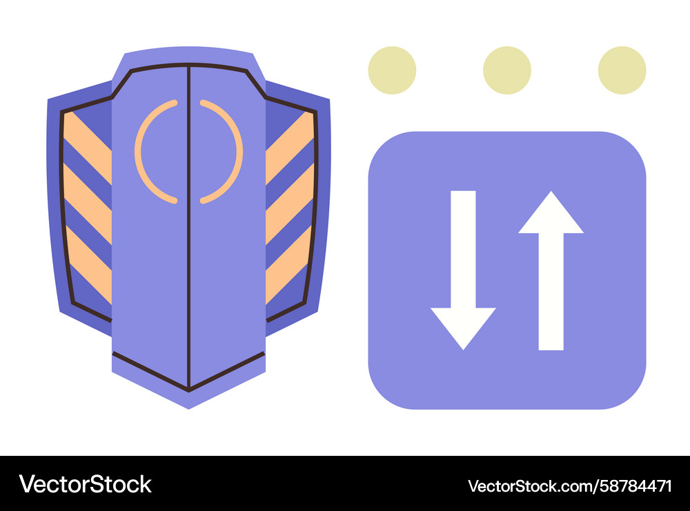 Shield with arrows symbolizing security and data Shield with arrows symbolizing security and data Vector Image