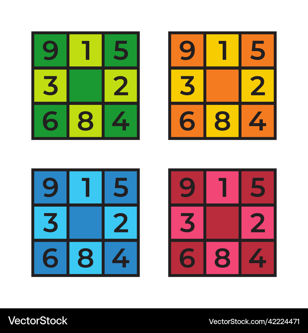 Sudoku game icon set flat design Vector Image