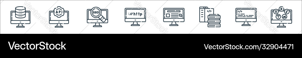 Web development line icons linear set quality Web development line icons linear set quality vector image