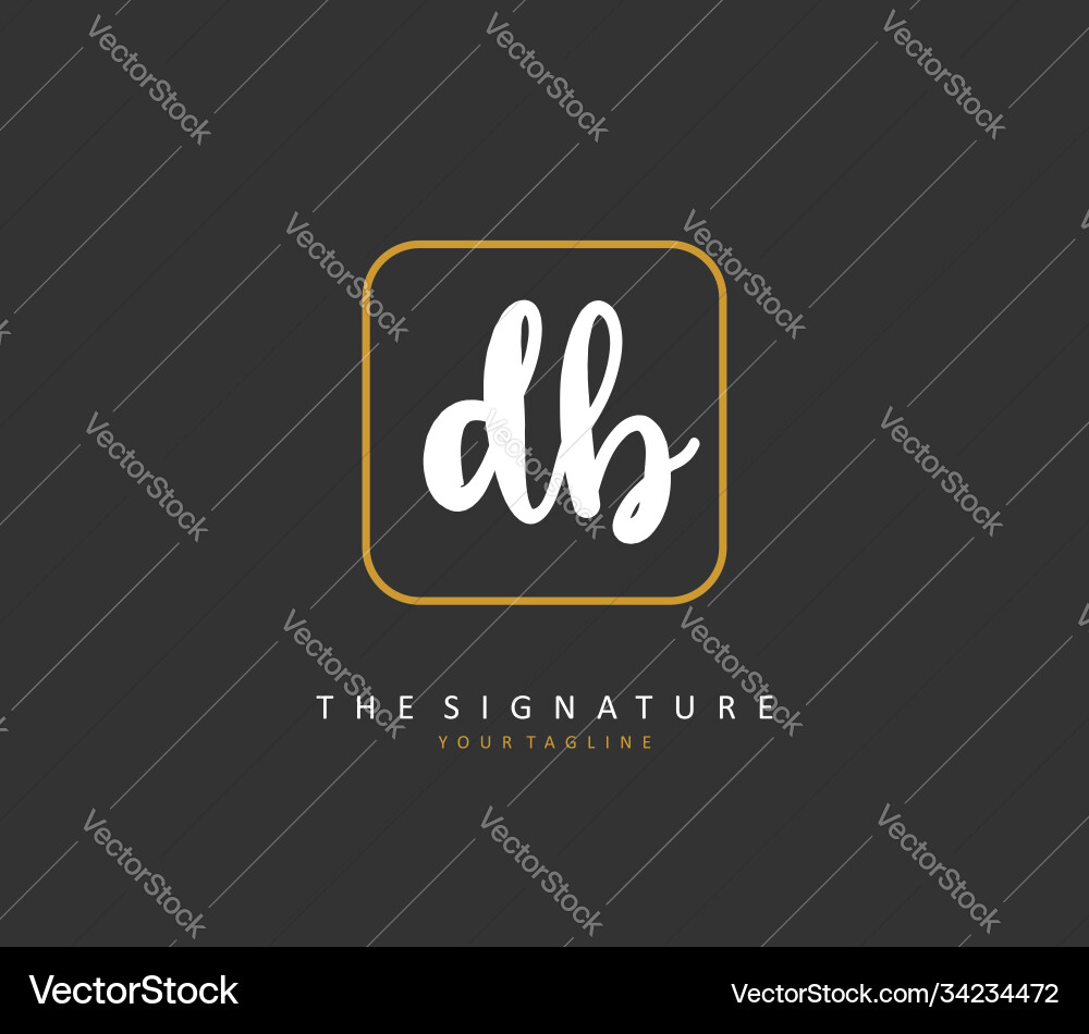 D b db initial letter handwriting and signature Vector Image