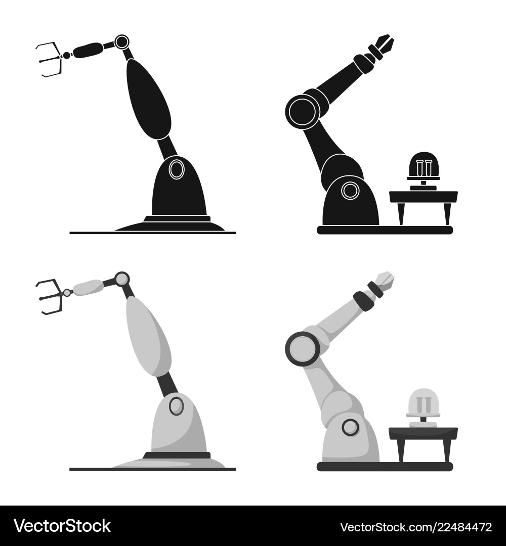 Design of robot and factory sign Vector Image