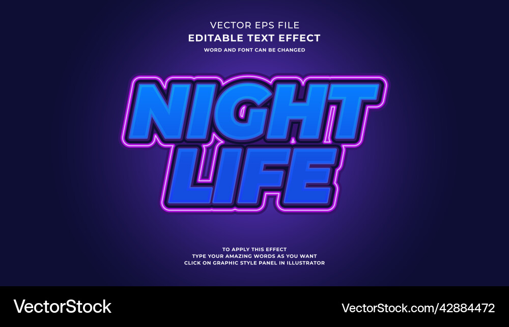 Editable neon text effect Editable neon text effect vector image