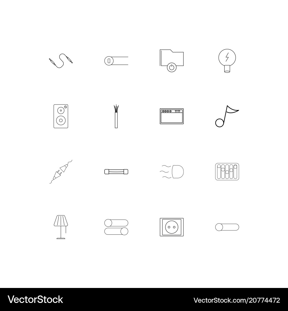Electrical linear thin icons set outlined simple Vector Image