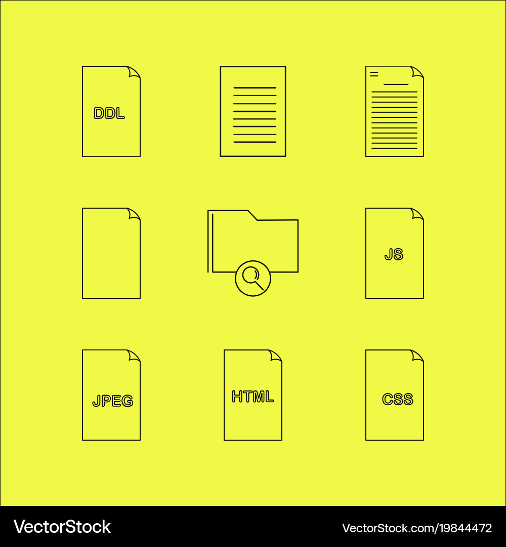 Files and folders linear icon set simple outline vector image