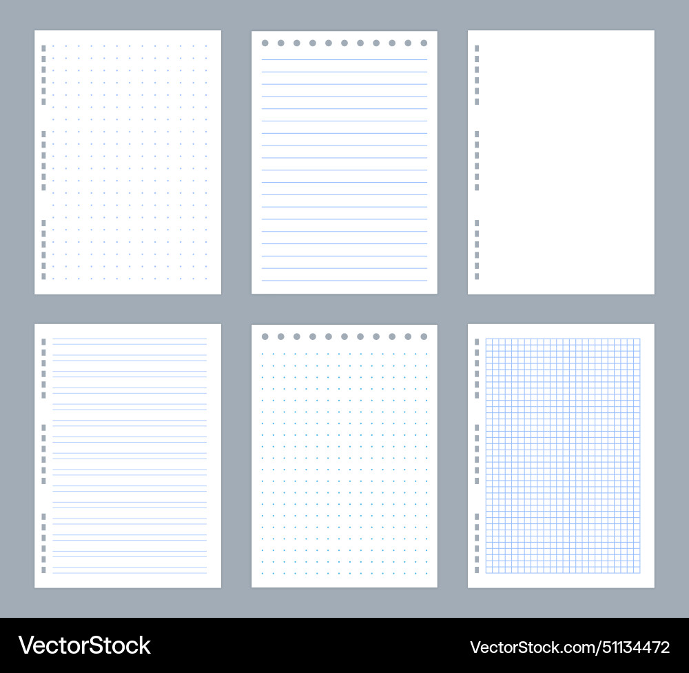 Lined note pages diary and notepad copybook Lined note pages diary and notepad copybook vector image
