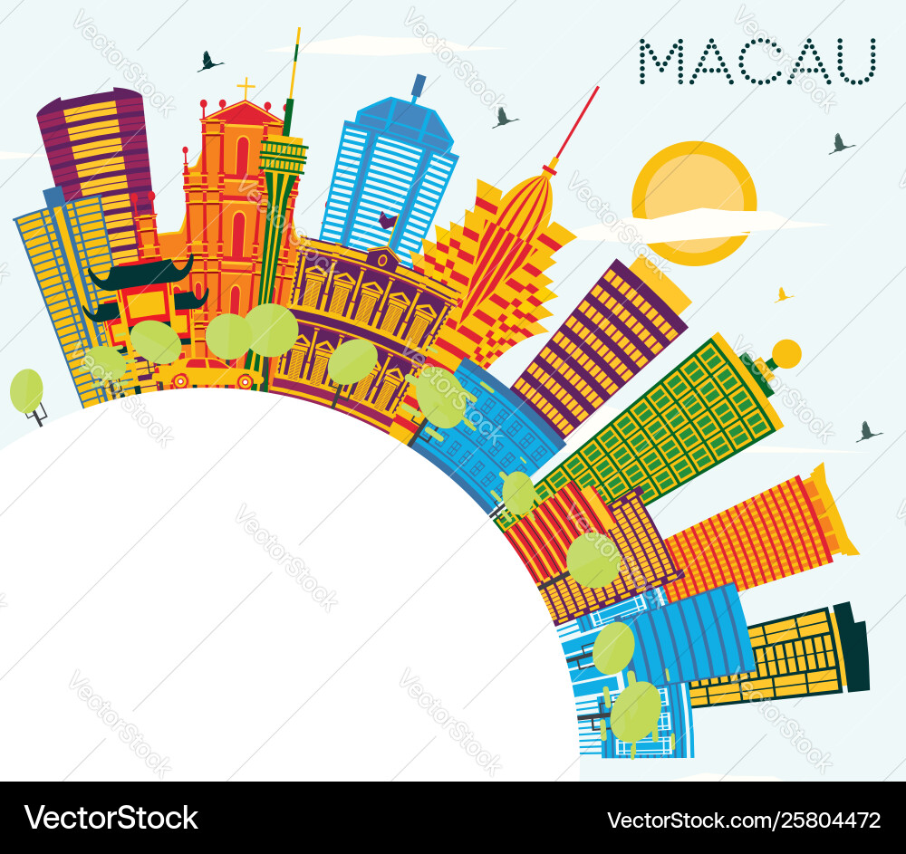 Macau China Stadt Skyline mit Farbbauten Macau China Stadt Skyline mit Farbbauten vektorbild