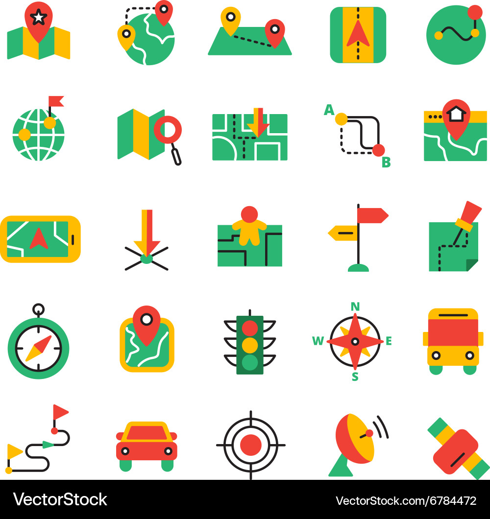 Navigation Icons - GPS & Route vector image
