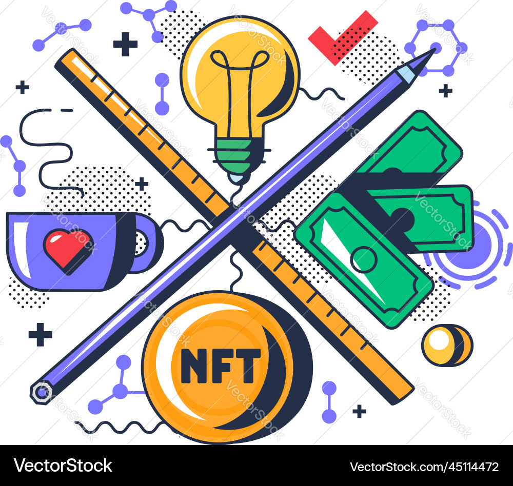 Nft blockchain financial project developing Nft blockchain financial project developing Vector Image