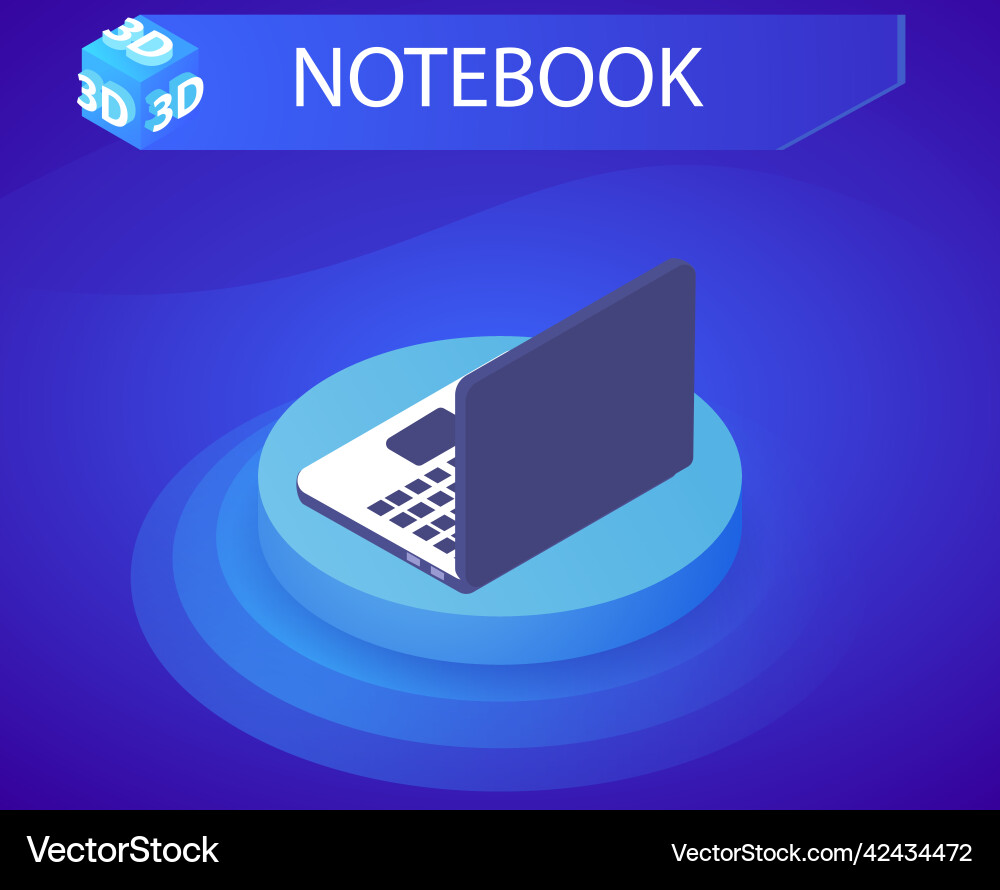 Notebook isometric design icon web 3d colorful Notebook isometric design icon web 3d colorful vector image