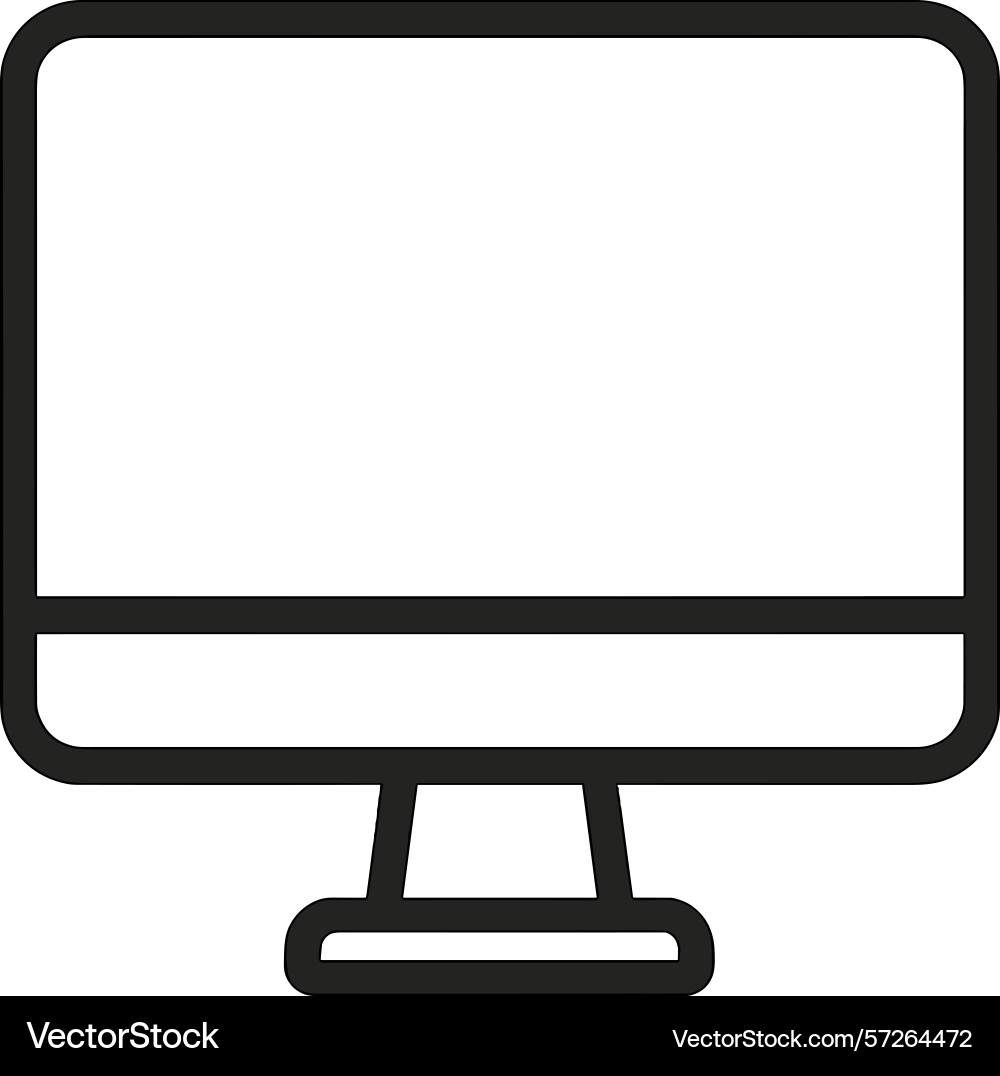 Outline of a computer monitor with minimalist vector image