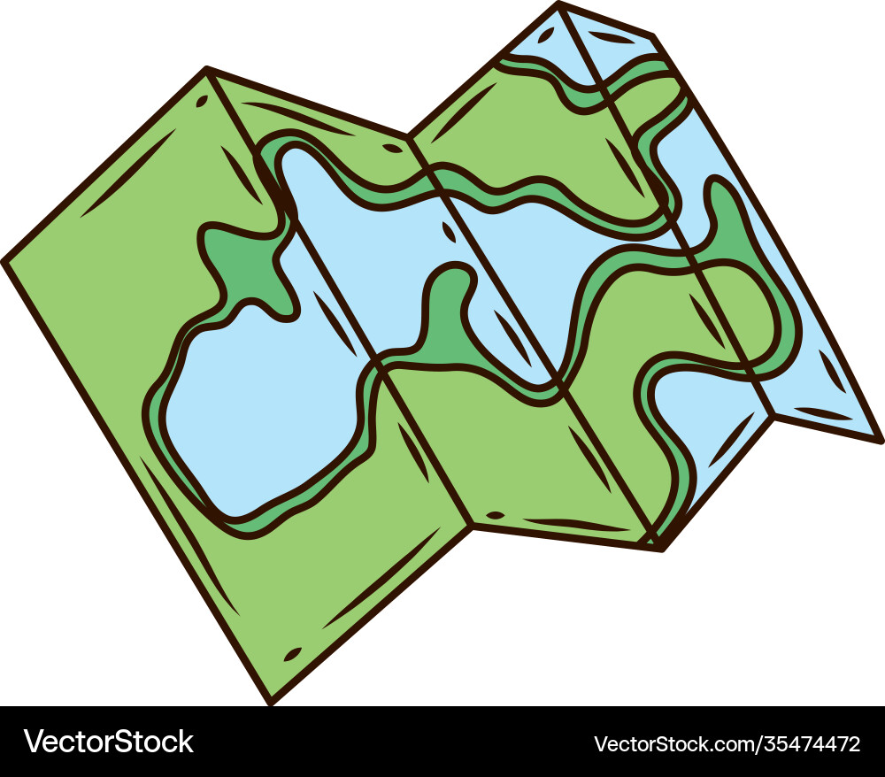 Paper map guide line and fill style icon vector image