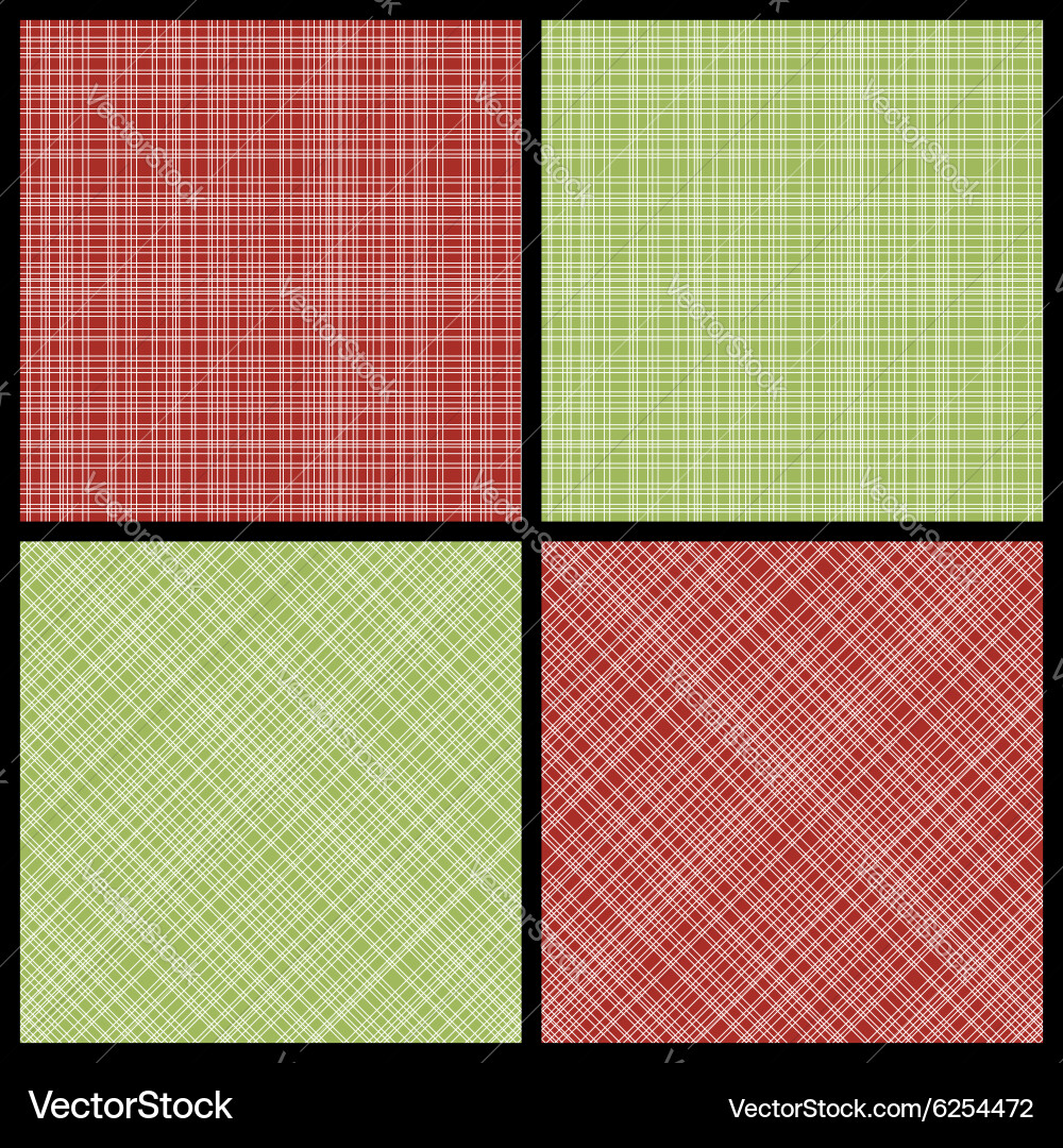 Red and Green Hatch Pattern Set vector image