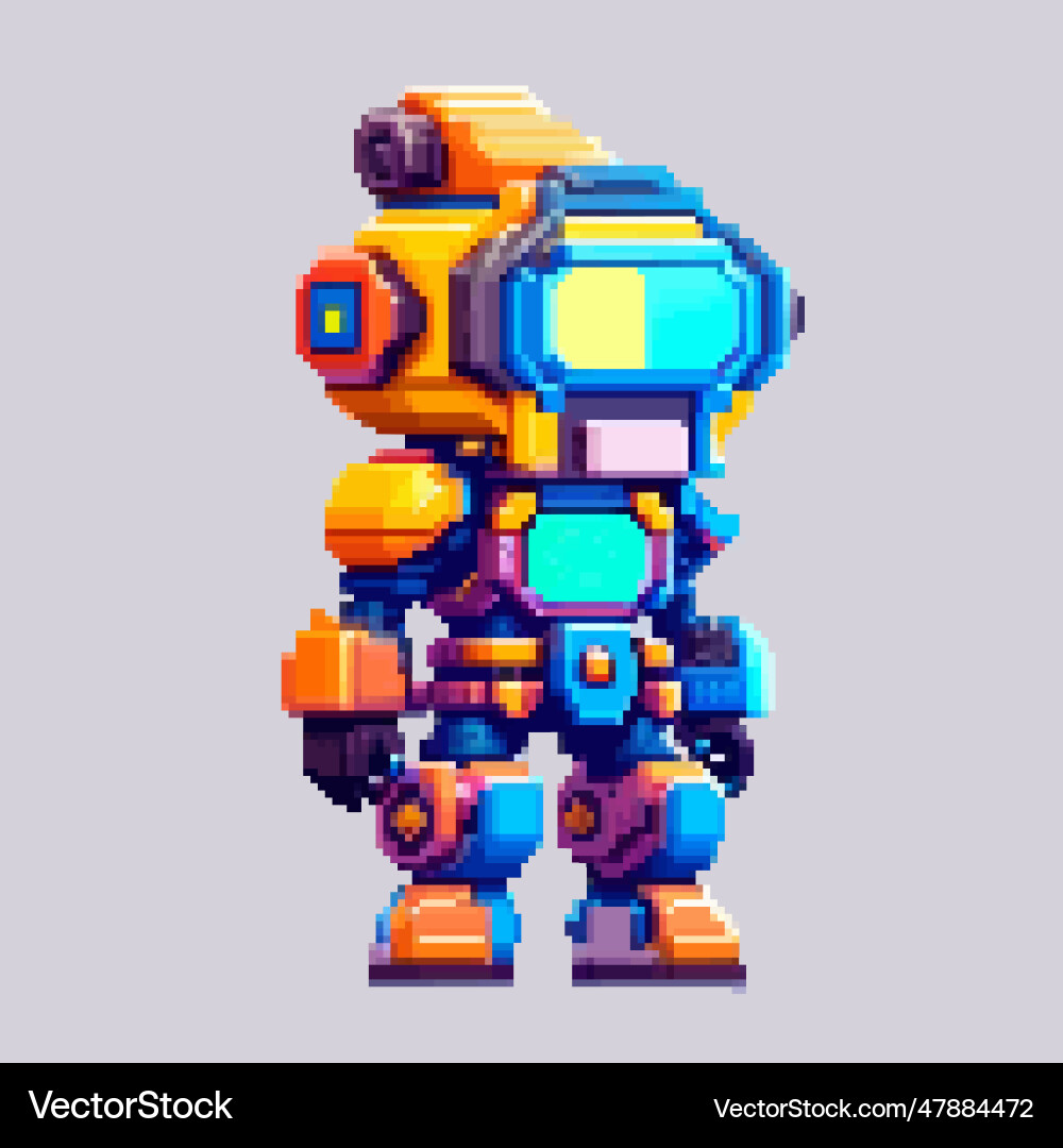 Robot monster pixel art character for 8 bit game Robot monster pixel art character for 8 bit game vector image