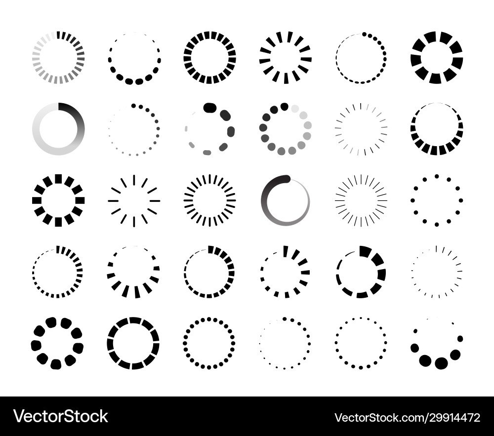 Round progress bar circle loader and countdown Vector Image