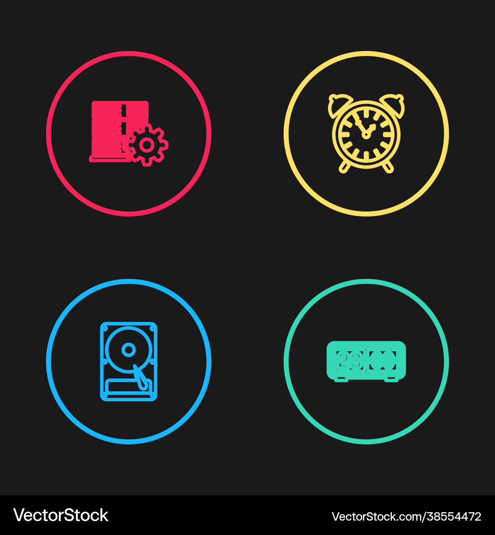 Set line hard disk drive hdd retro flip clock Set line hard disk drive hdd retro flip clock vector image