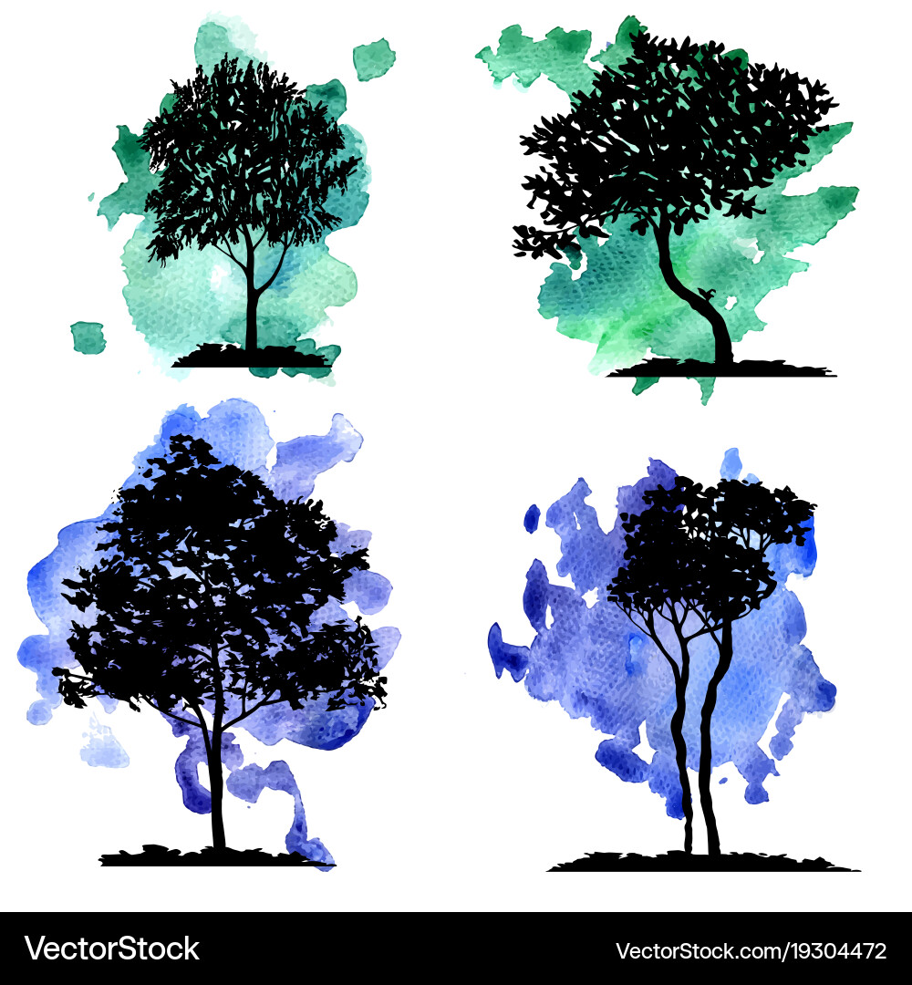 Set of deciduous trees vector image
