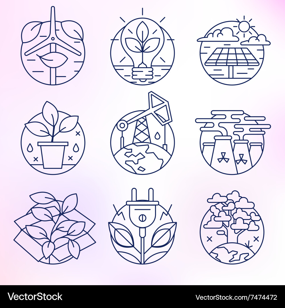 Set of icons in modern linear style vector image