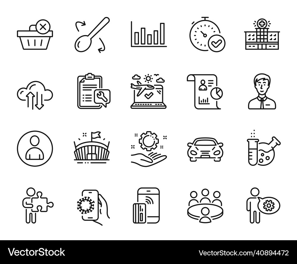 Set of spanner cloud sync and covid app Vector Image