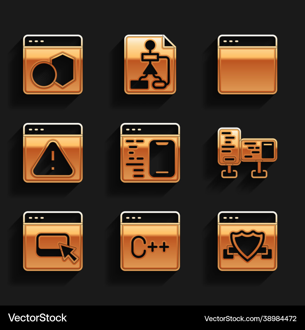 Set software browser with shield computer Set software browser with shield computer vector image
