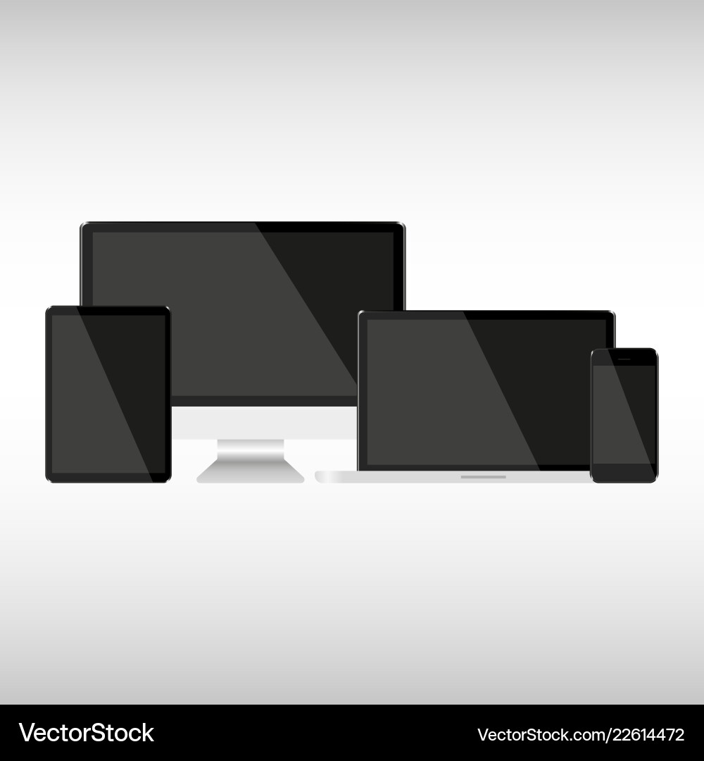 Set with dark screens computer notebook tablet Vector Image