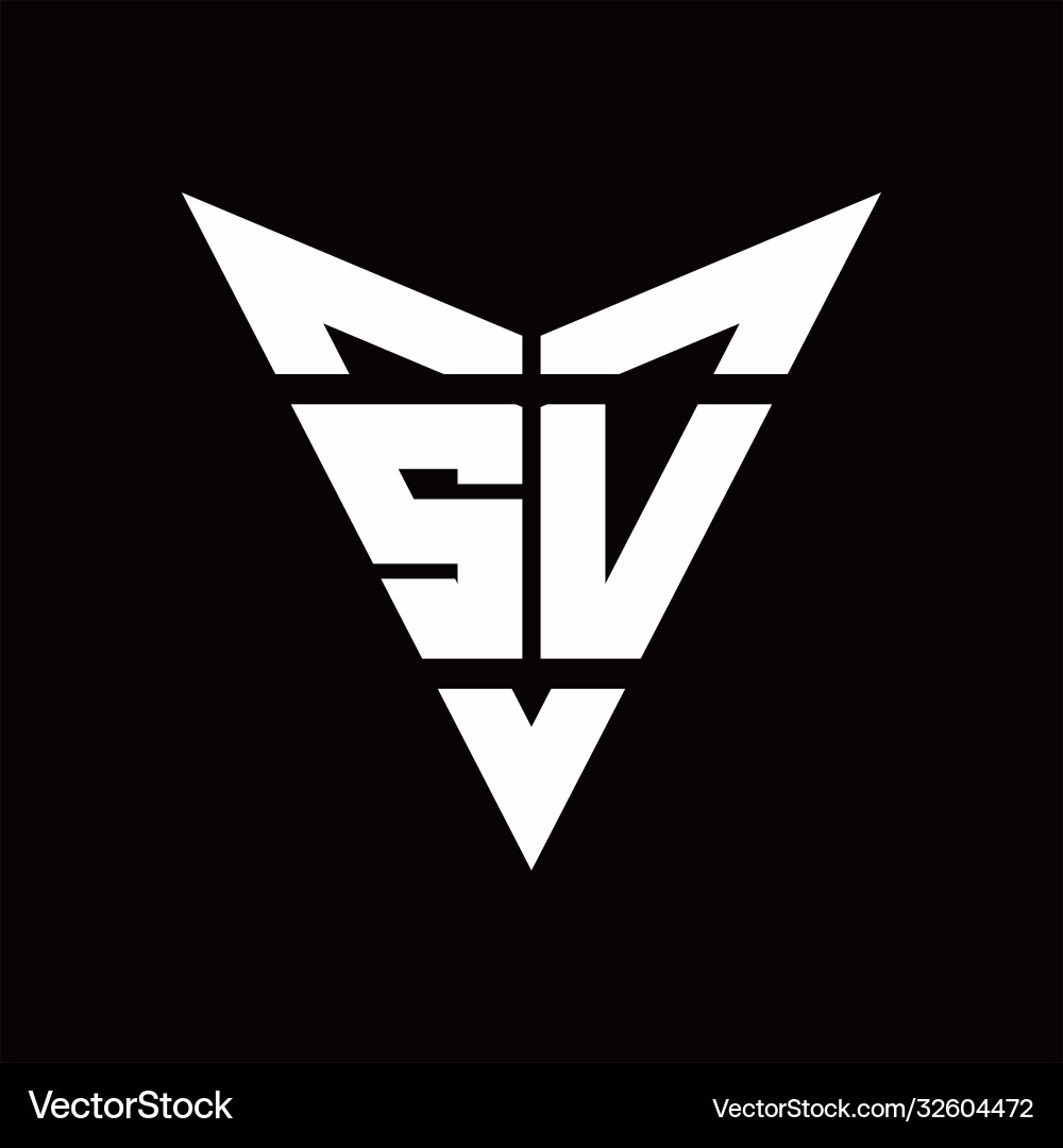 Sv logo monogram with back drop shape design Vector Image