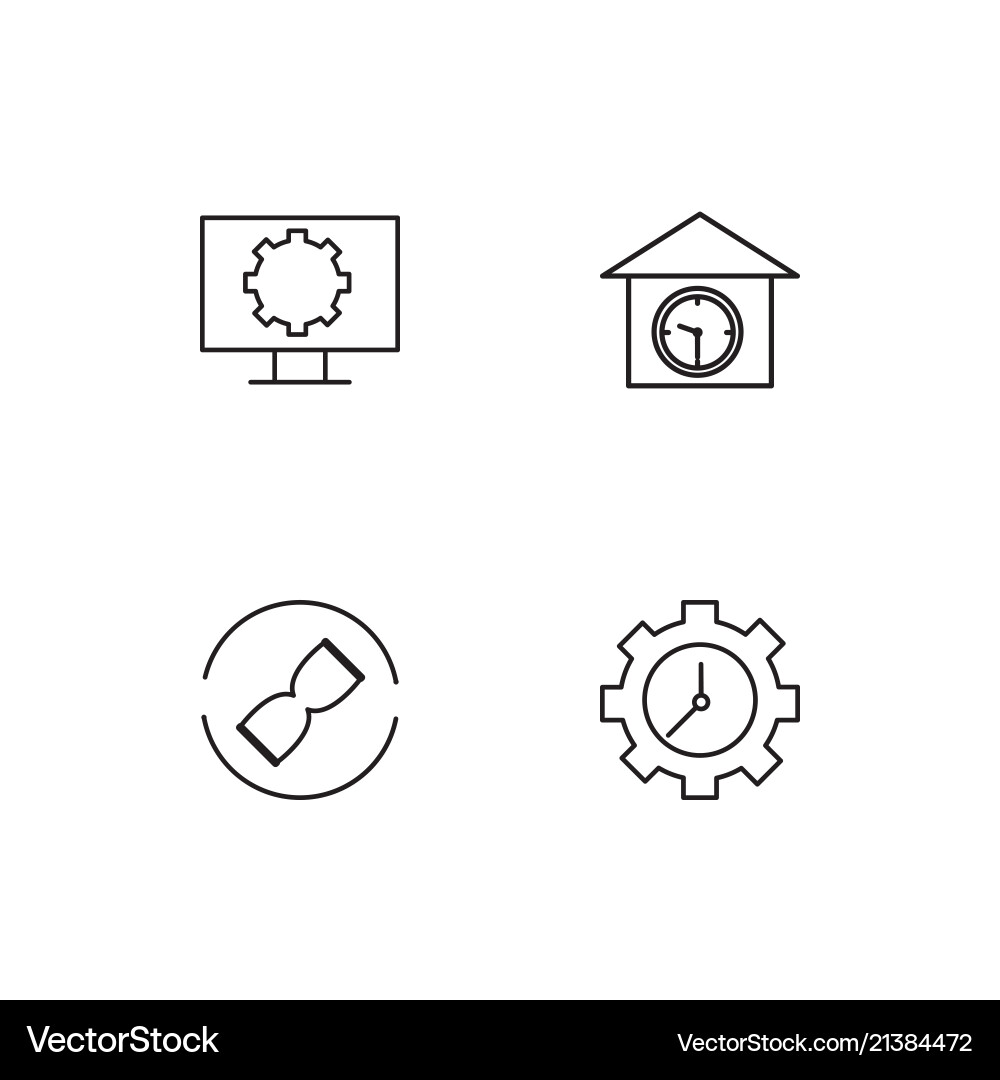 Time linear icons set simple outline vector image