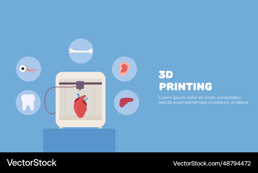 Web banner set 3d printing bioprinting artificial Web banner set 3d printing bioprinting artificial Vector Image